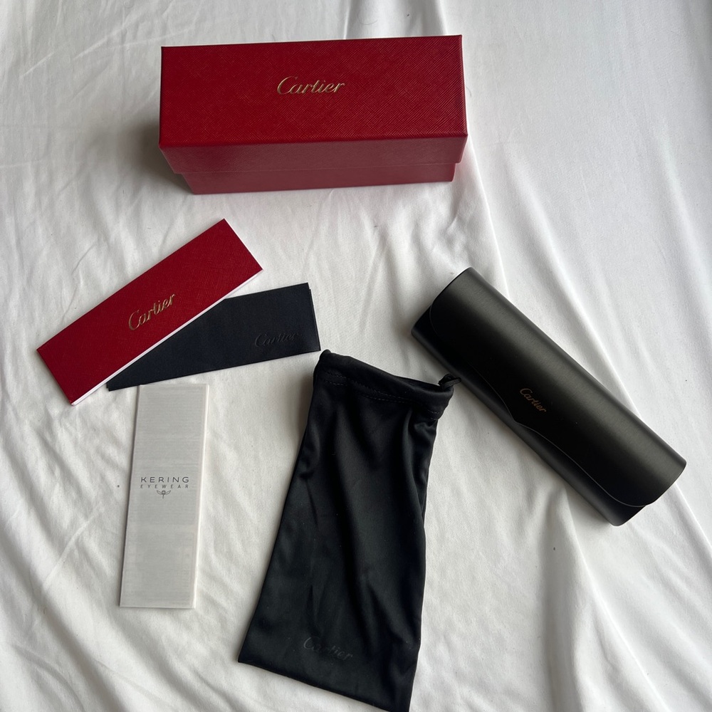 Brand New Authentic Cartier Sunglasses / Eyeglasses Hard Case Box Cloth booklet